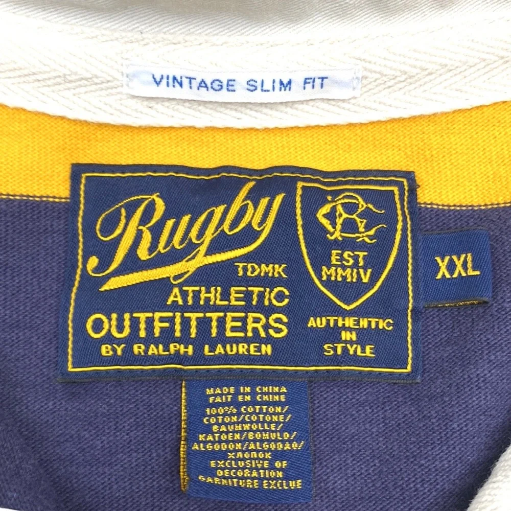 Rugby Ralph Lauren Men's Blue/Gold Striped Rugby Jersey Authentic XXL